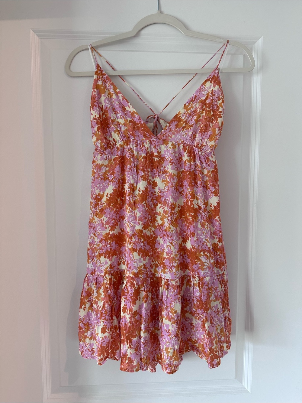 l*space Pink & Orange Floral Tie-Back Mini Dress
